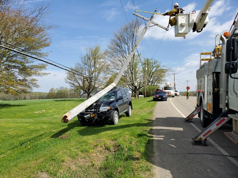 Clymer Man Taken To Hospital After Vehicle Strikes Utility Pole Head-On