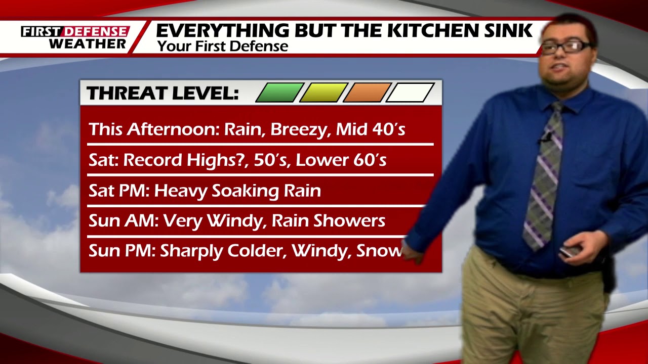 First Defense: Mild Air, Heavy Rain, High Winds, Falling Temps, And Snow…In That Order