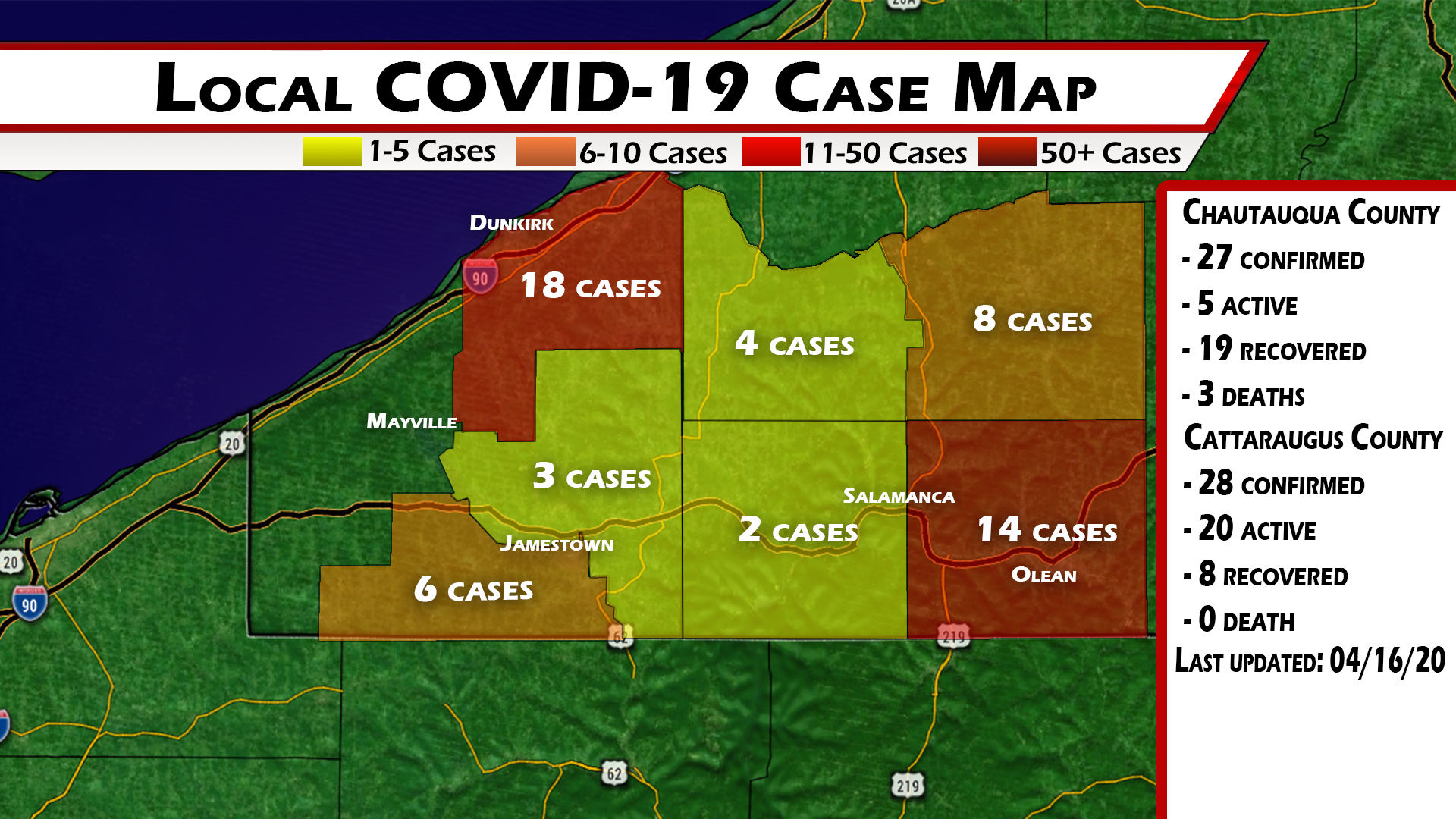 One New COVID-19 Case Reported In Chautauqua County Thursday
