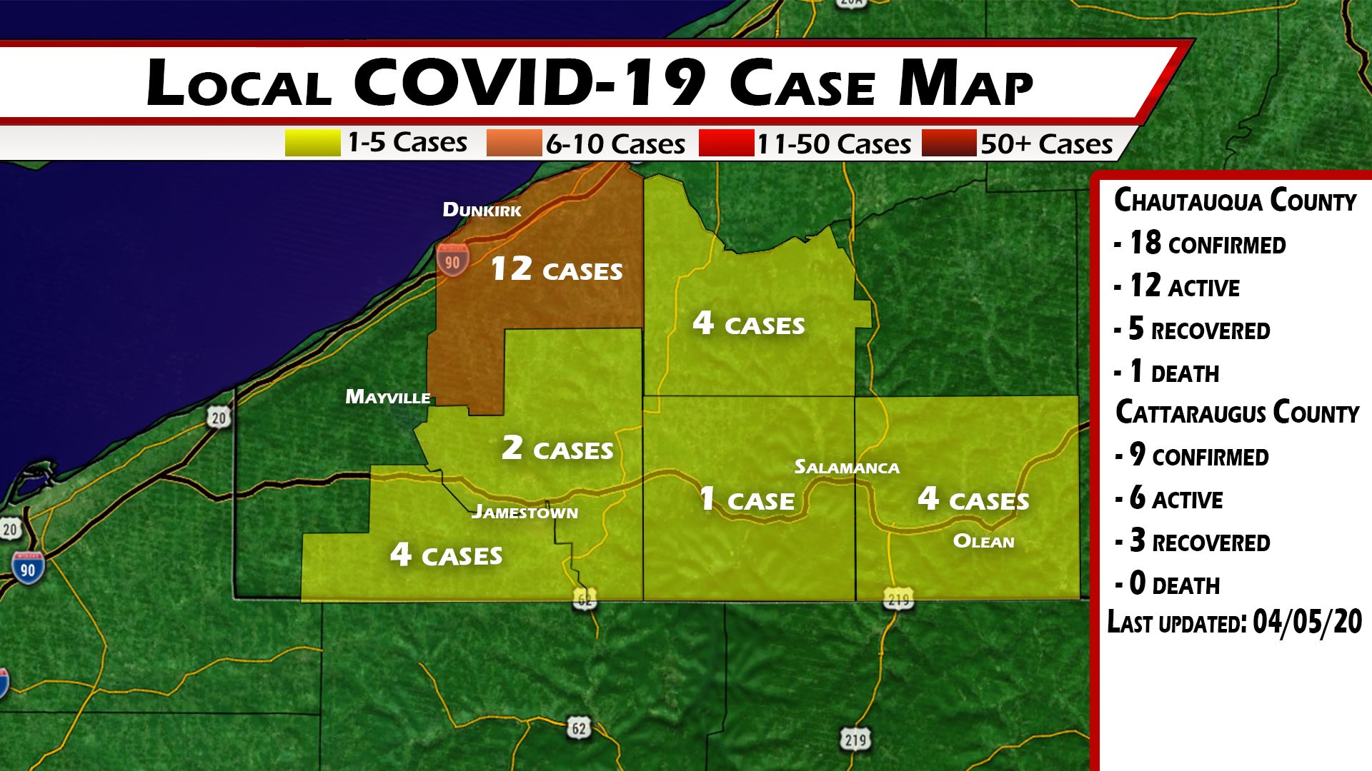 Four New Cases Reported, Nearly 100 Quarantined In Chautauqua County