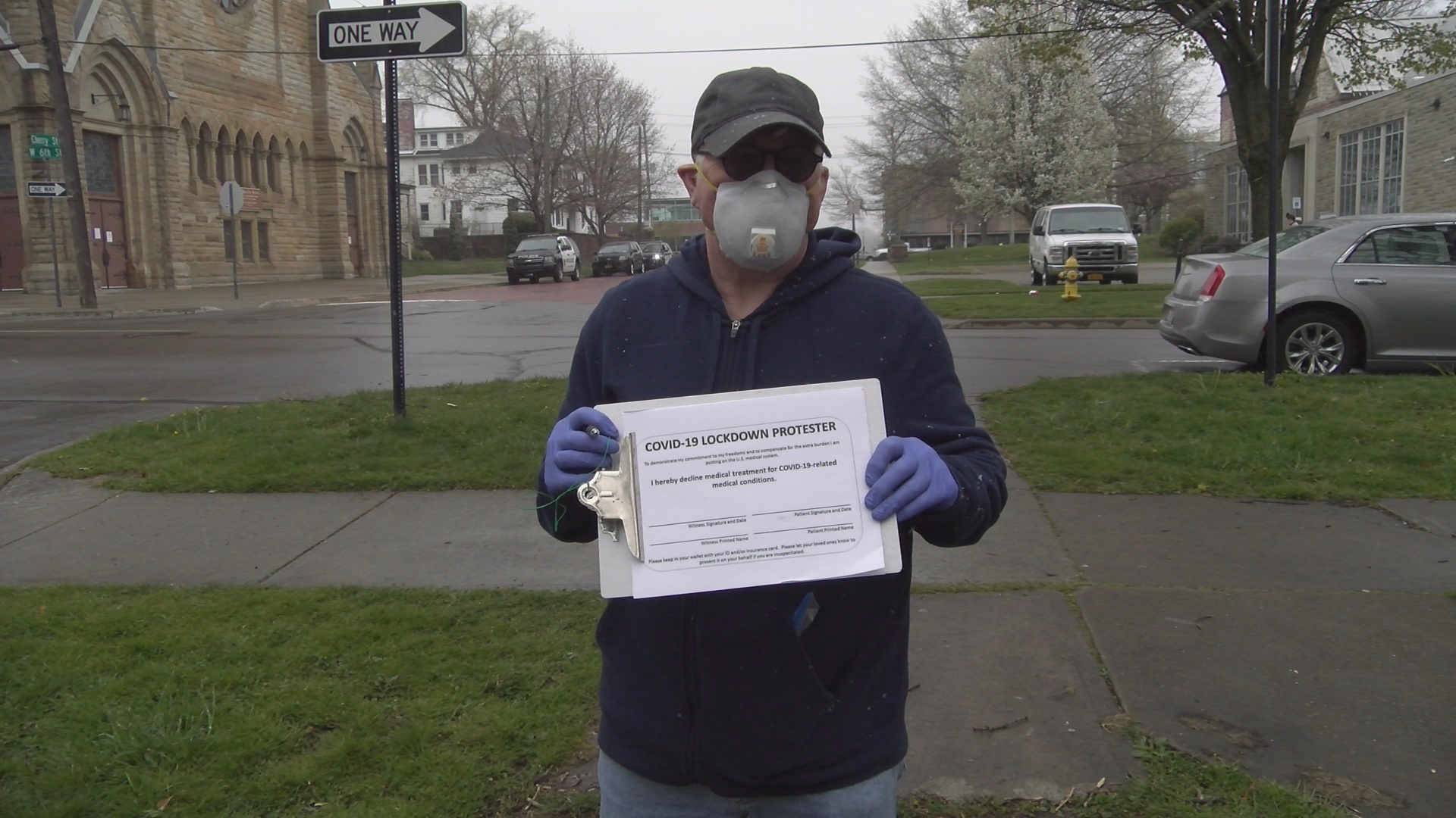 Sole Counter Protestor Highlights Need For Public Health, Safety