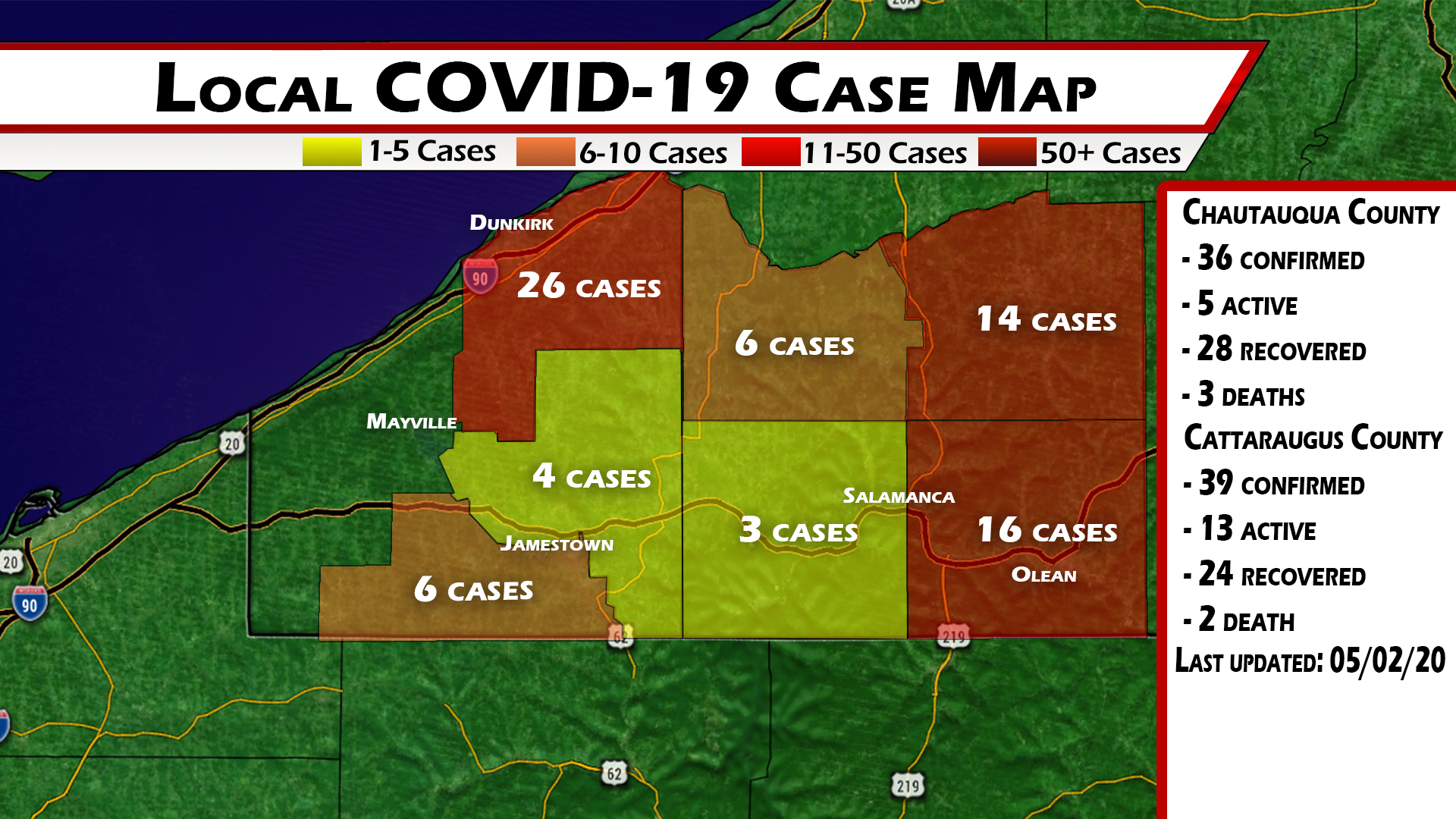 Two New COVID-19 Cases Reported In Cattaraugus County On Saturday