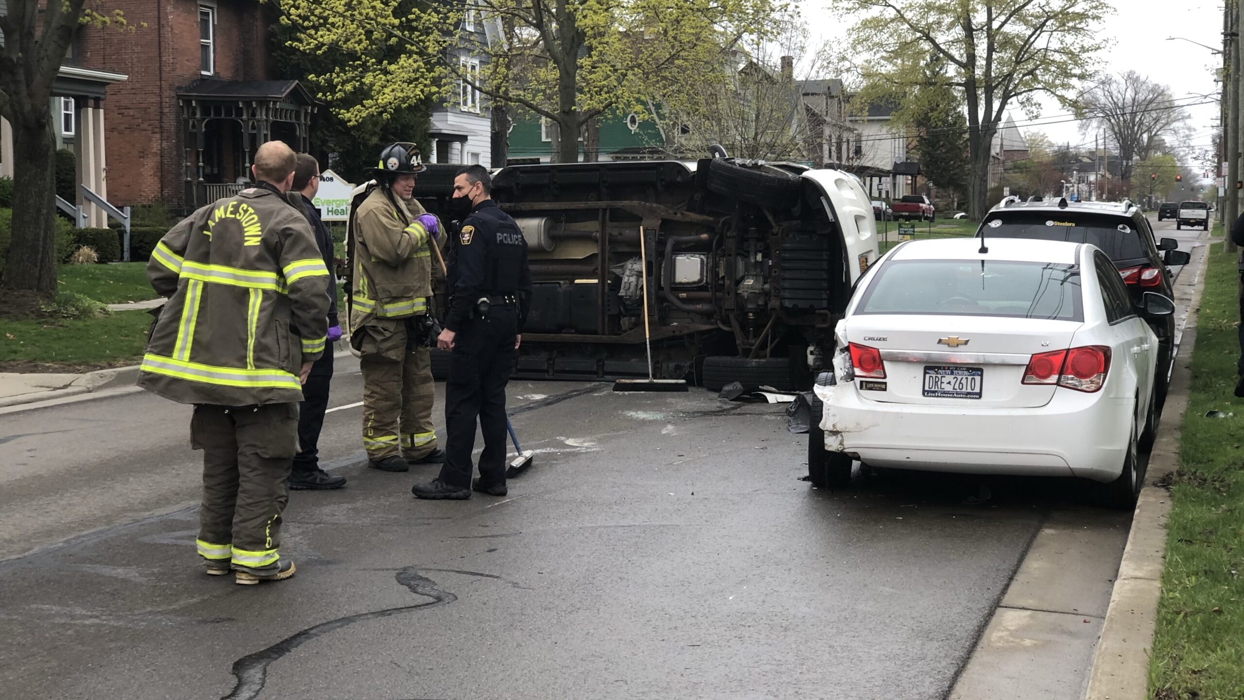 No Injuries In Jamestown Rollover Crash
