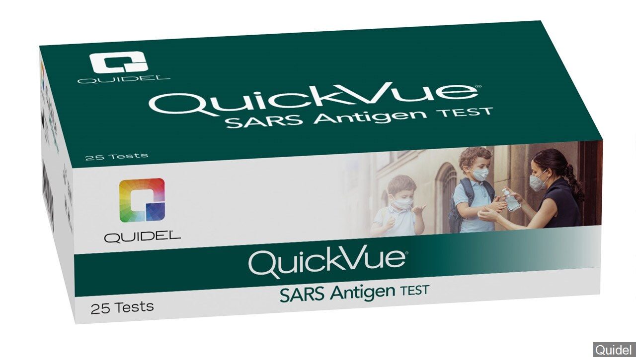 Quidel Quickvue rapid at-home COVID-19 testing kit, Photo Date 2021
