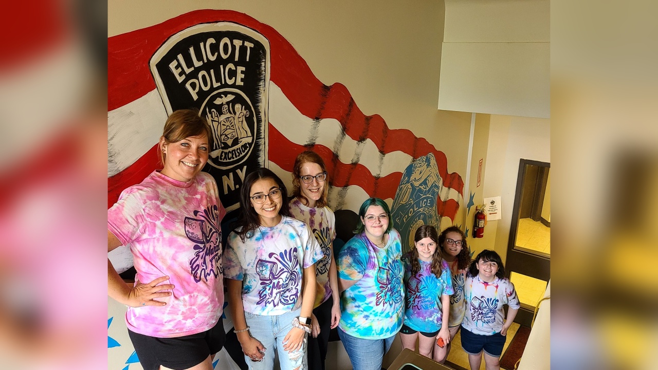 Falconer High School Student Paint Mural At Town Of Ellicott Police Department