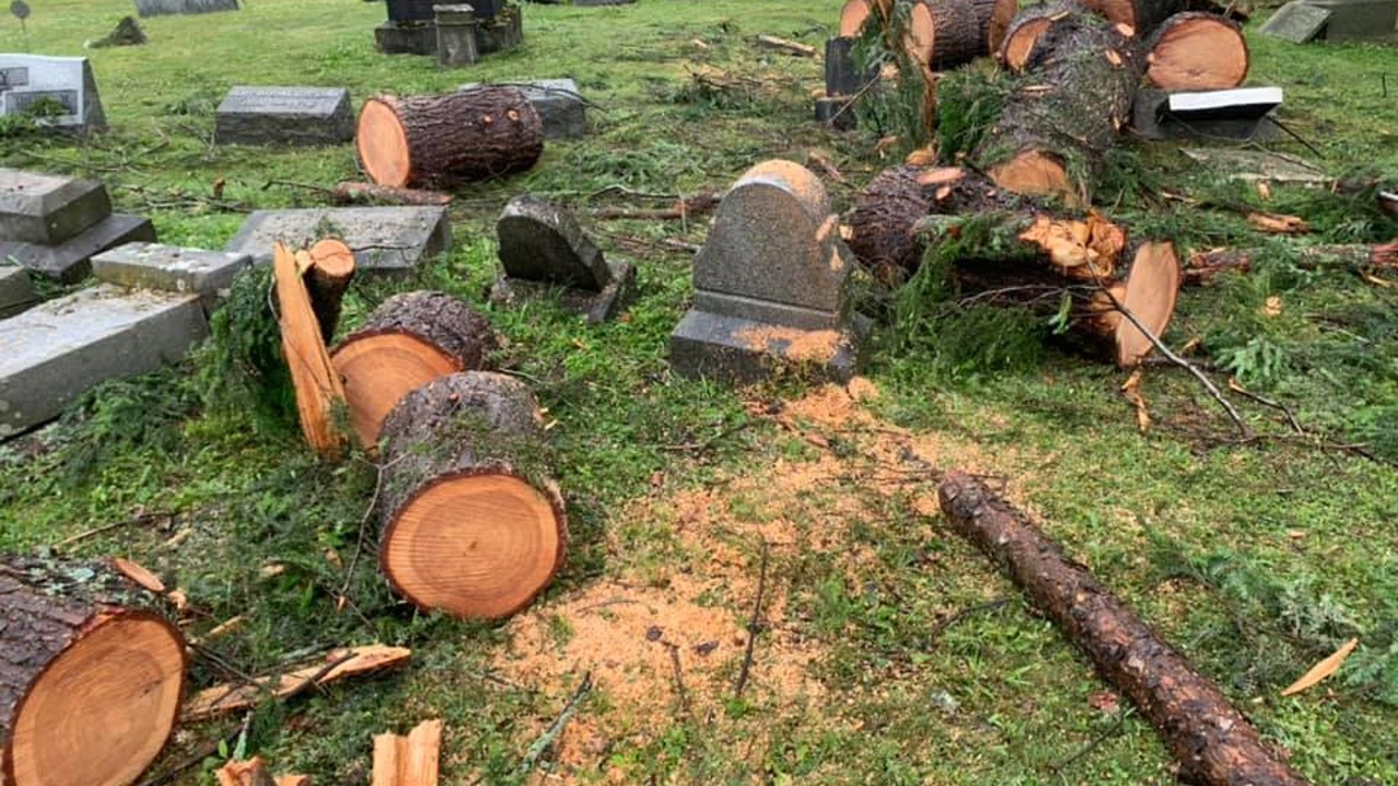 Storm Brings Down Trees & Power Lines, Damage Tombstones In Warren County