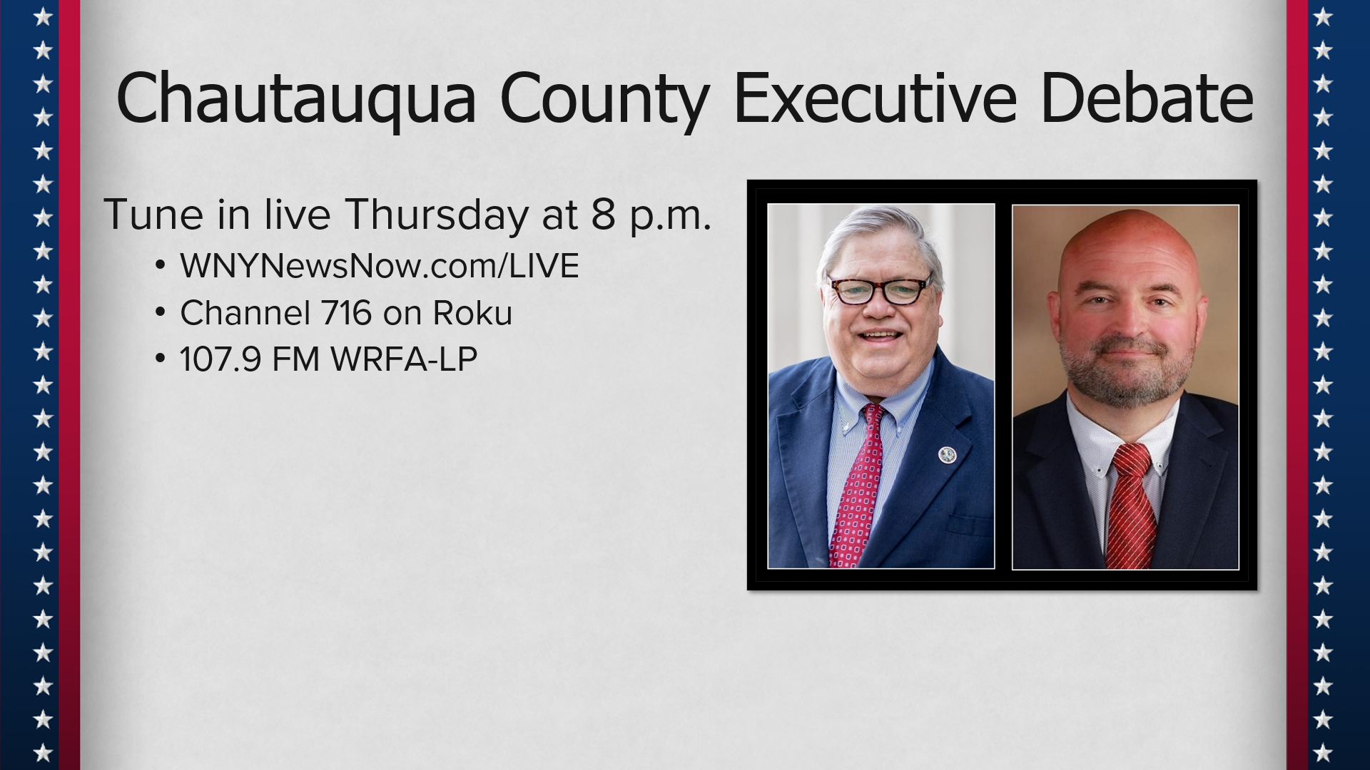 Chautauqua County Executive Candidate Debate Happening Thursday