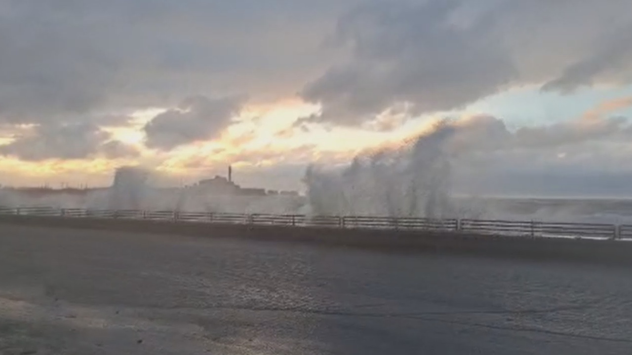 Waves Overtake Lake Erie Breakwall In Dunkirk Amid Storm 