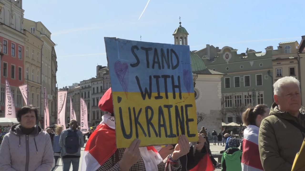 Rally Held In Krakow, Poland To Support No-Fly Zone Over Ukraine
