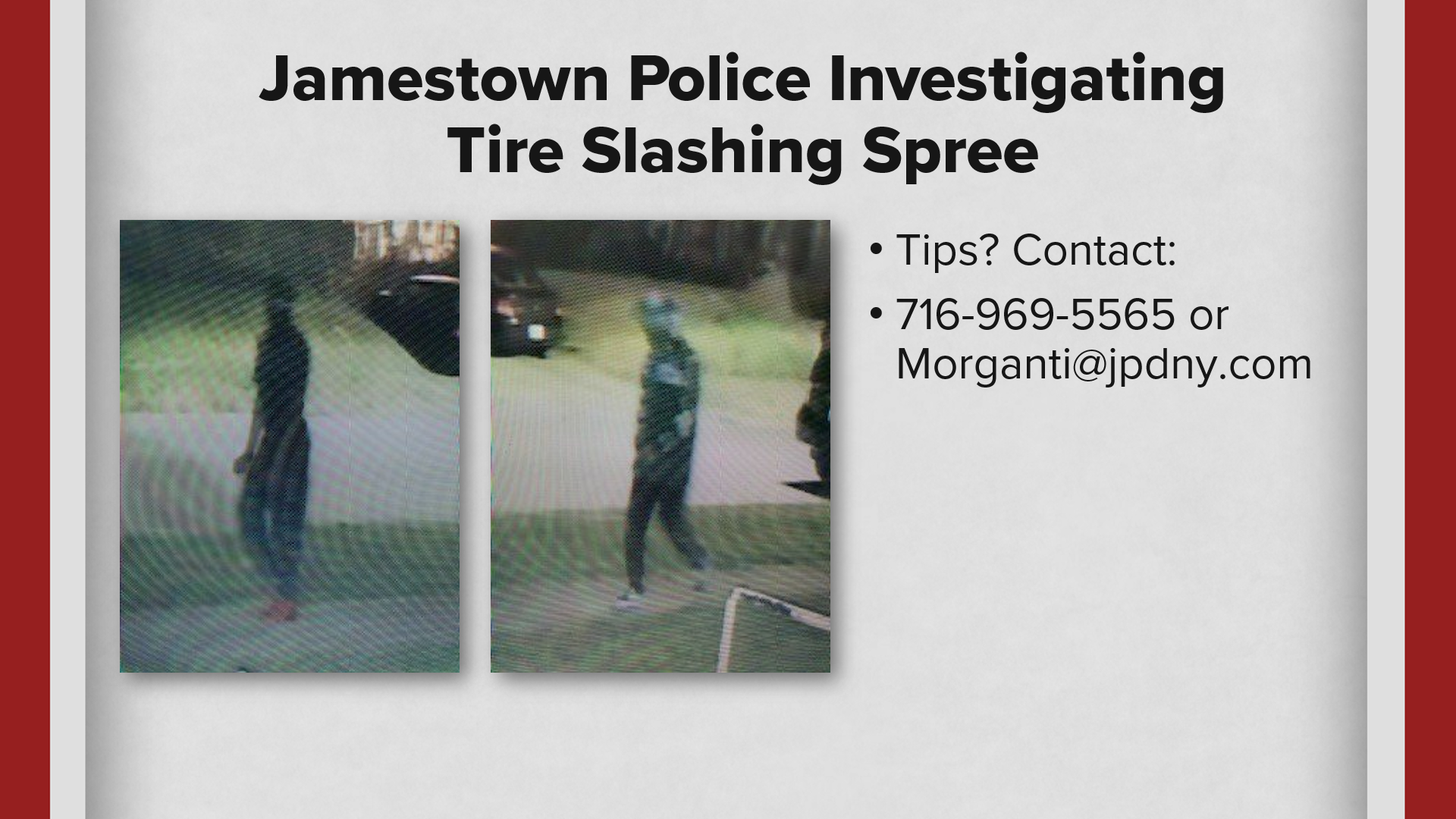 Jamestown Police Investigating Tire Slashing Spree