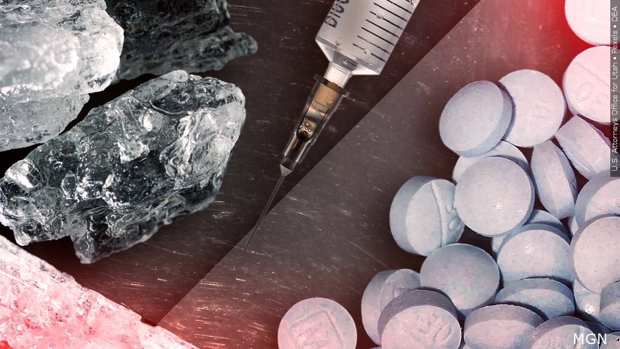 Crystal methamphetamine, Needle, and Fentanyl fake oxycodone
