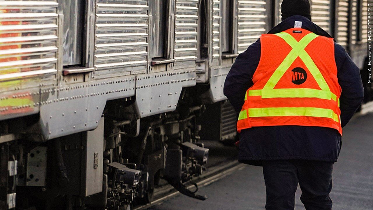 An MTA transit worker
