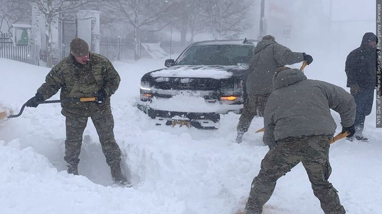 Winter storm conditions in New York