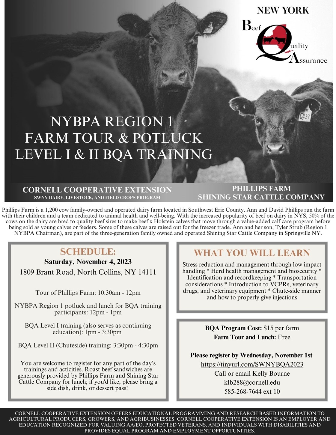 Beef Quality Assurance Training Scheduled for November 4th in North Collins