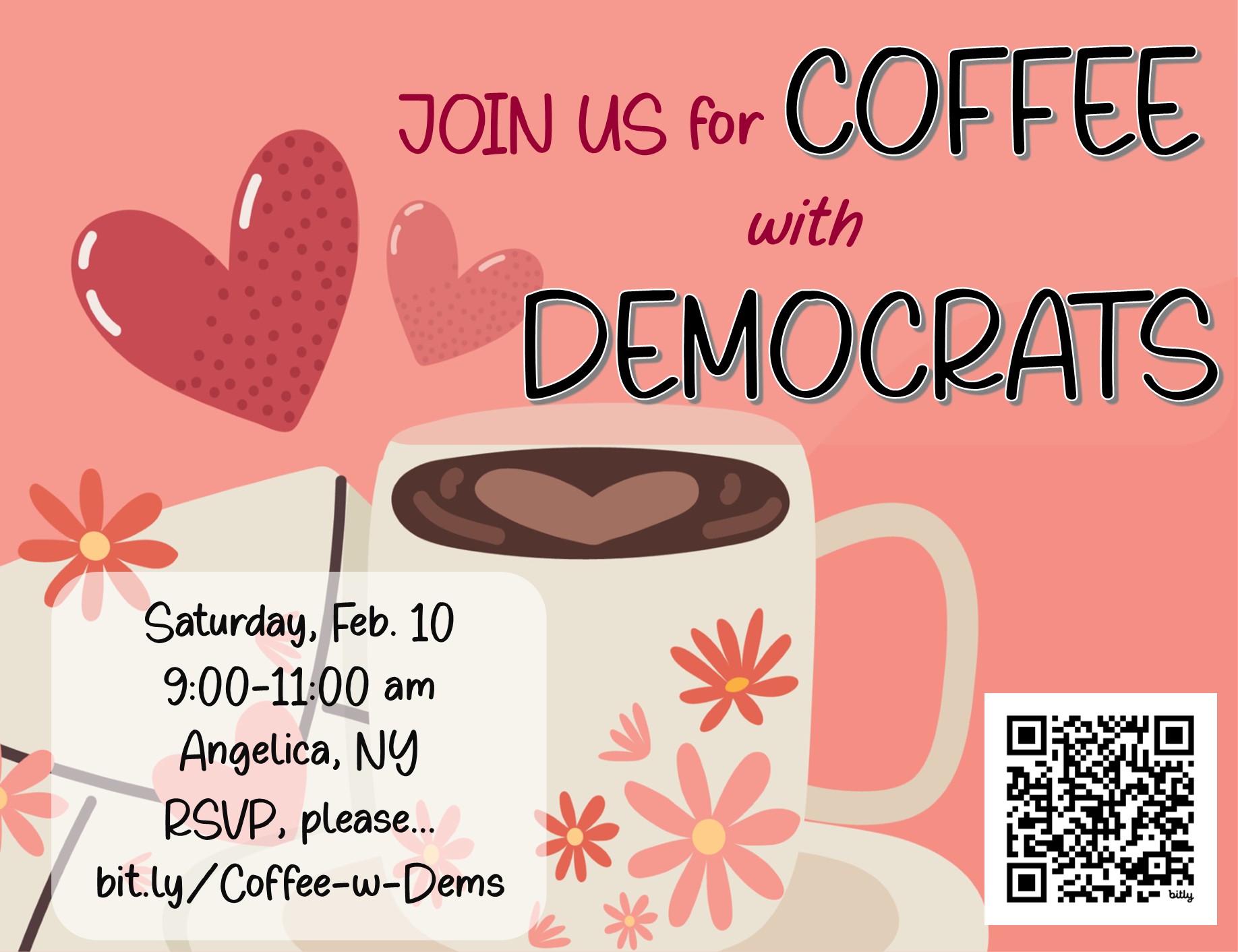 Angelica will host “Coffee with Democrats”