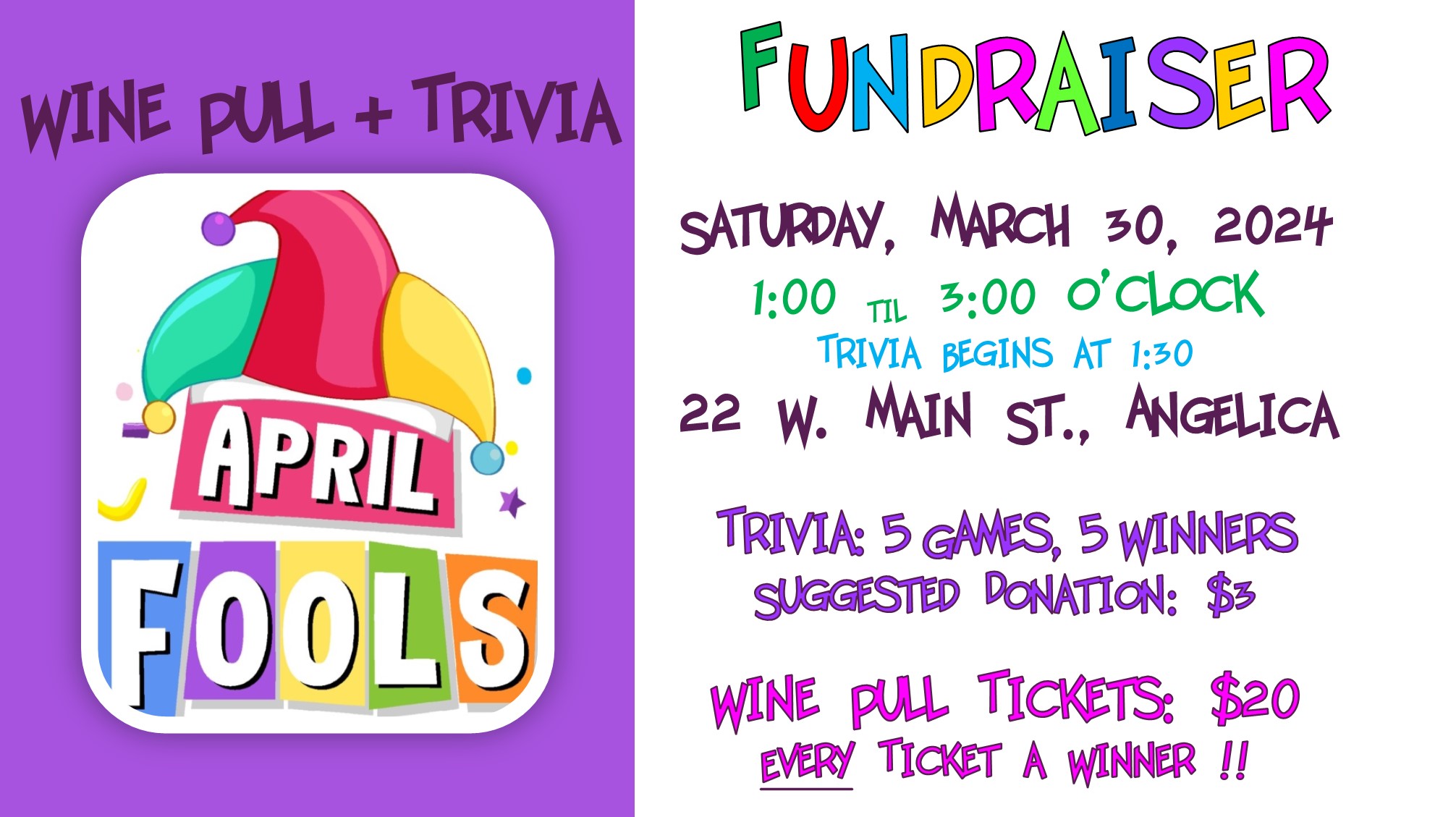 Mystery Wine Pull and Trivia Event in Angelica